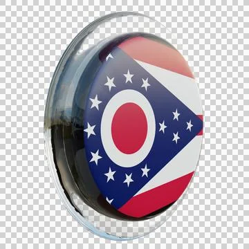 Ohio 3d illustration flag on pole. Wood flagpole Stock-Illustration