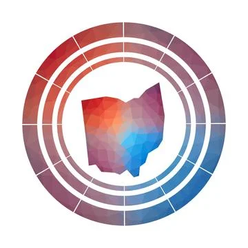 Ohio badge. Bright gradient logo of us state in low poly style. Multicolore.. イラスト素材