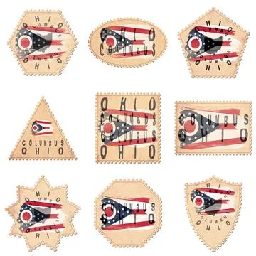 Ohio Columbus Postage Stamps Illustrazione stock