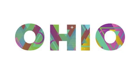 Ohio Concept Retro Colorful Word Art Illustration Illustrazione stock