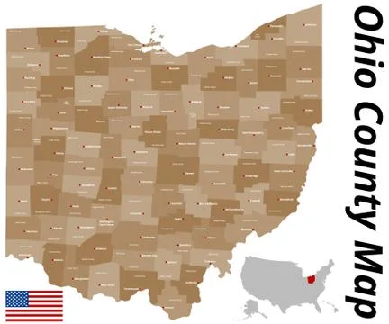 Ohio County Map Illustrazione stock