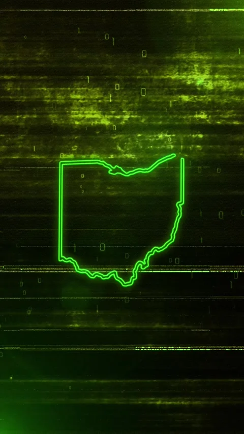 Ohio Digital Futuristic Glitch Map Video stock 334726501