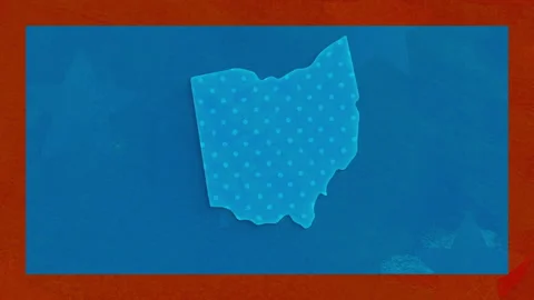 Ohio Election Map Animation on Blue Background Stockbeeldmateriaal 347569772