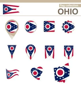 Ohio Flag Collection Stock Illustration