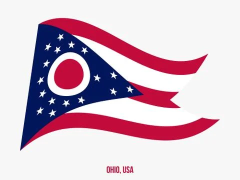 Ohio Flag Waving Vector Illustration on White Background. USA State Flag Illustrazione stock