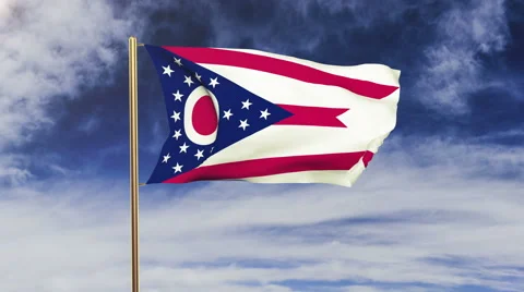 Ohio flag waving in the wind. Green screen, alpha matte. Loopable animation Stock-Footage 48191858