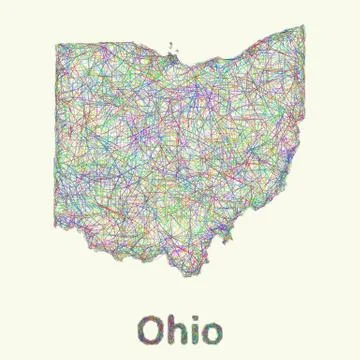 Ohio line art map Stock Illustration