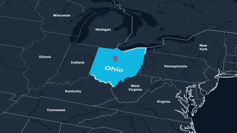 Ohio Map Animation Locator Zoom 4K Motion Graphic Stock Footage 342624517