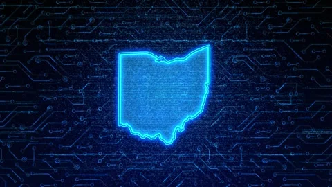 Ohio Map Digital Technology Opener Stock Footage 335475844