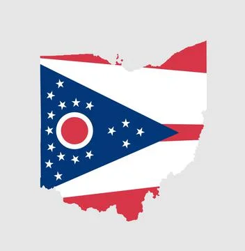 Ohio map flag vector silhouette illustration isolated on white Stock Illustration