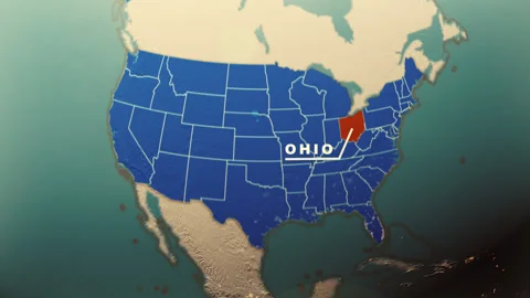 Ohio Map Highlight USA 3D Political Globe Animation Stock Footage 313833266