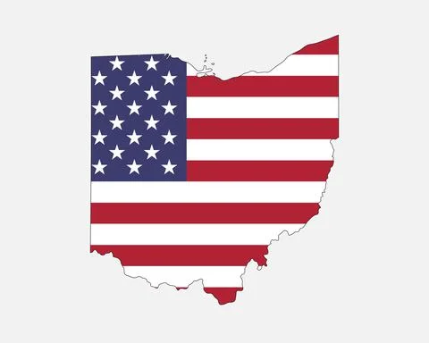 Ohio Map USA Flag 库存插图