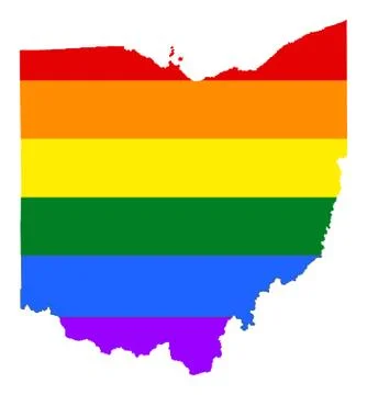 Ohio pride gay vector map with rainbow flag. USA LGBT 스톡 일러스트