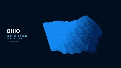 Ohio Republican 2026 Midterm Election Map 3D Stock Footage 342724375