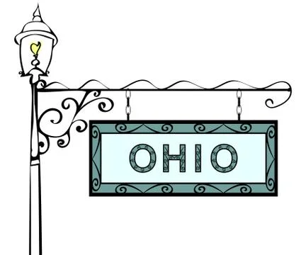Ohio retro pointer lamppost Stock Illustration