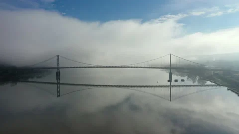 Ohio River bridge crossing Stock Footage 158068301