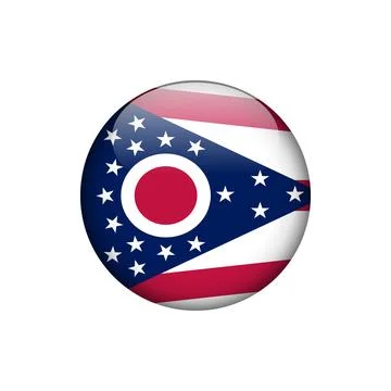 Ohio Round Circle Button Flag of the US States Vector Template Stockillustratie