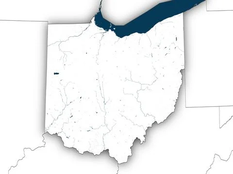 Ohio shape with state borders, white map 스톡 일러스트