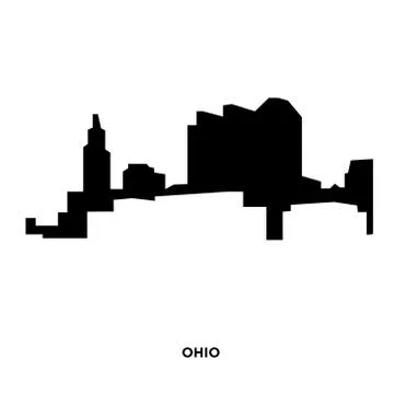 Ohio silhouette vector on white background, in black Stock Illustration