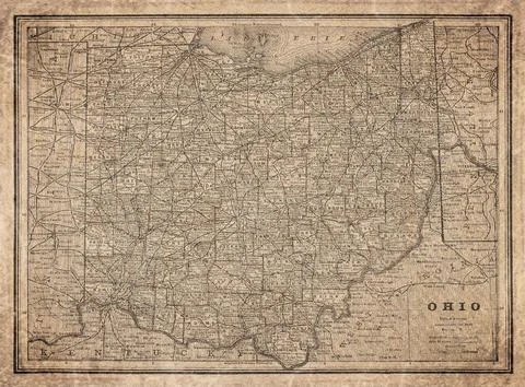 Ohio State  19th Century Map Stock Illustration
