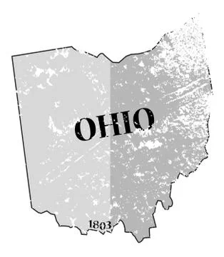 Ohio State and Date Map Grunged Illustrazione stock
