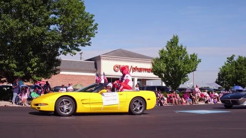 Ohio State Buckeye Man in 4th of July Parade 4k Stock Footage 92281837