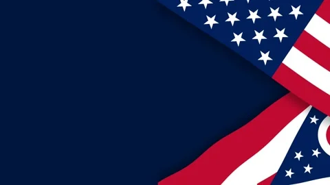 Ohio State Flag and USA Flag on Dark Blue Background for Patriotic Presenta.. Stock Footage 343501467