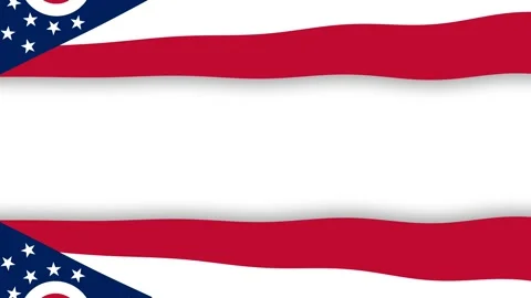 Ohio State Flag Animated Border Frame Background with White Copy Space. Stock Footage 343502731