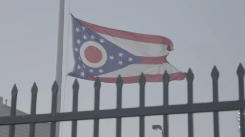 Ohio State Flag Blowing in the Wind Stock Footage 154003526