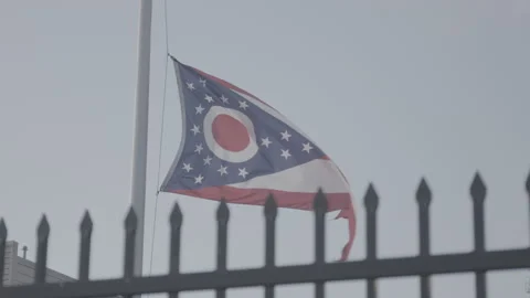 Ohio State Flag Blowing in the Wind Stock-Footage 154003611