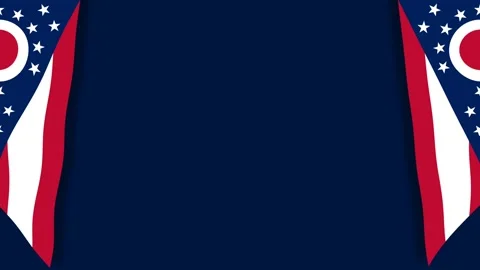 Ohio State Flag Curtains Frame on Dark Blue Background Motion Graphic Loop. Stock Footage 343502865