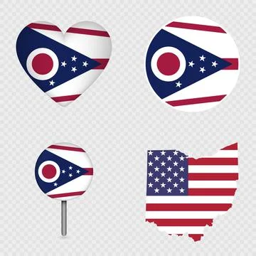 Ohio State Flag Icons Pack. Vector illustration. Stock Illustration