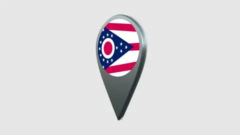 Ohio State Flag Location Map Marker Pin With Alpha Channel Looped Stock Footage 239461104