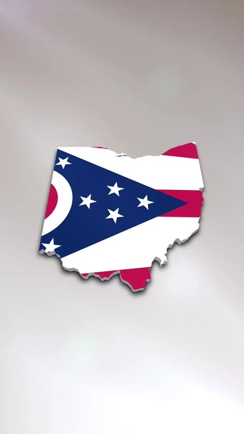 Ohio State Flag on Map Stock Footage 278266599