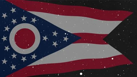 Ohio State Flag with Starry Night Sky Background. Stockfoto's