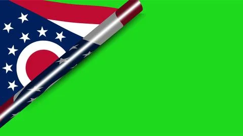 Ohio State Flag Transition on Green Screen Background. Stockfoto's