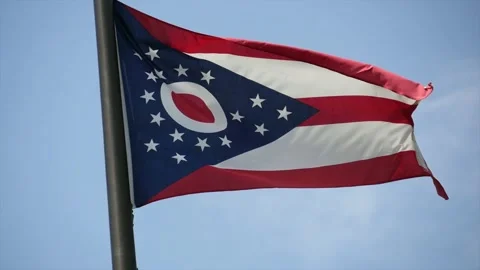 Ohio state flag waving slow motion Stock Footage 131064867