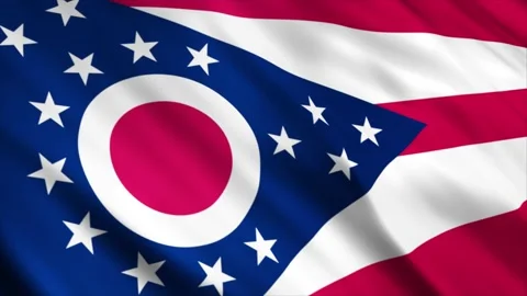 Ohio State Flag waving in the wind Stock Footage 236080878