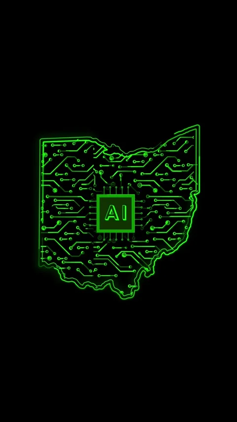 Ohio State Map AI Chipset Technology Opener 動画素材 337184407
