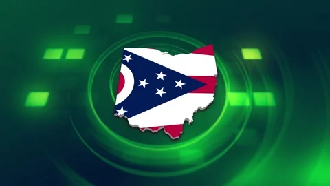 Ohio State Map and Flag Background Stock Footage 344651367
