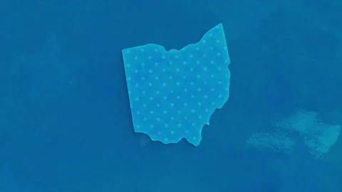 Ohio State Map with Blue Dotted Texture Video stock 347279564