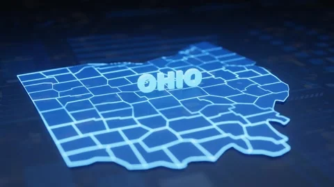 Ohio State Map Geographic Outline Stock Footage 344570444