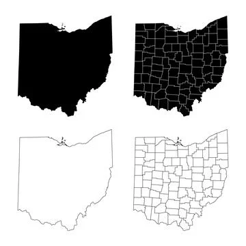 Ohio State Outline and Solid Fill Map Set. Stock Illustration