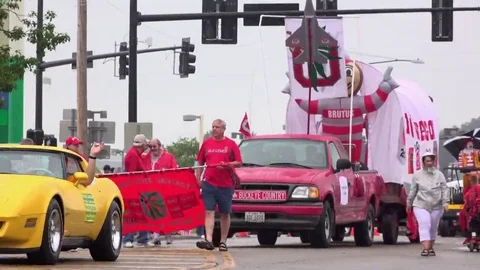Ohio State University float in Fairborn Ohio parade 4k Stock Footage 69291380