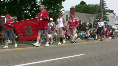 Ohio State University float in parade 스톡 동영상 474855