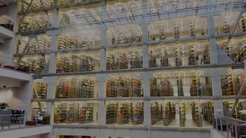 Ohio State University main library interior with multilevel bookshelves Stock Footage 331541209