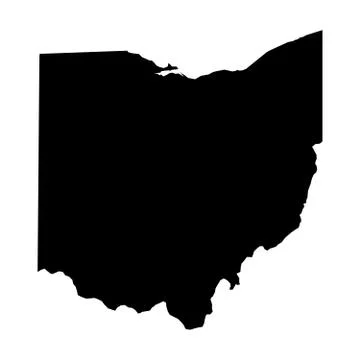 Ohio, state of USA - solid black silhouette map of country area. Simple flat 스톡 일러스트