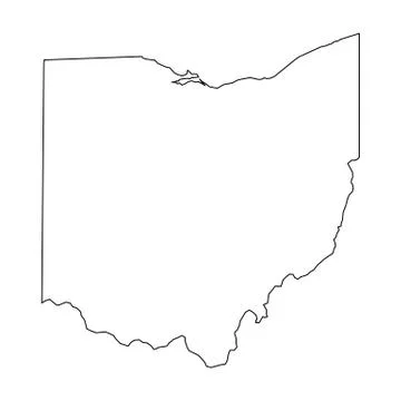 Ohio, state of USA - solid black outline map of country area. Simple flat vector Ilustração Stock