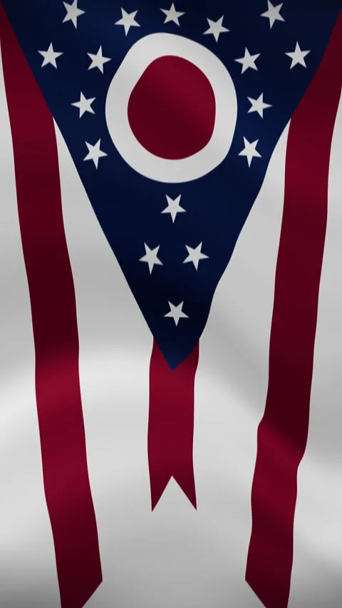 Ohio State Waving Flag in Vertical Orientation – Realistic Loop Animation Stock Footage 294949171