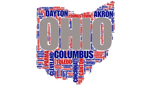 Ohio State word cloud animated map silhouette Stock Footage 321349750